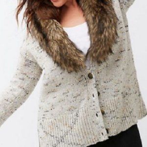 Lane Bryant Detach. Faux Fur Collar Cardig…